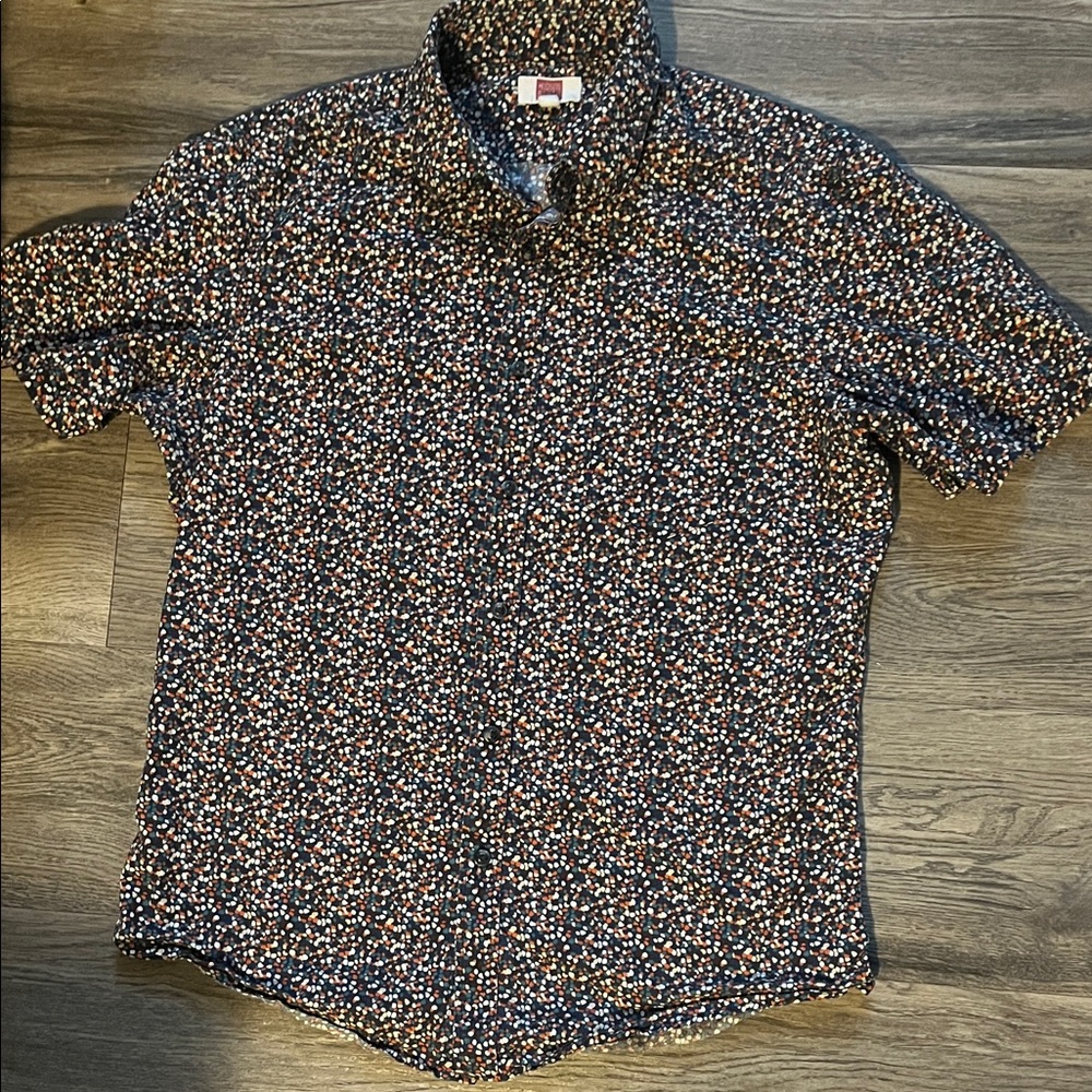 Men's Hudson North Short-Sleeve Button-Down Shirt in Navy Multi Dot